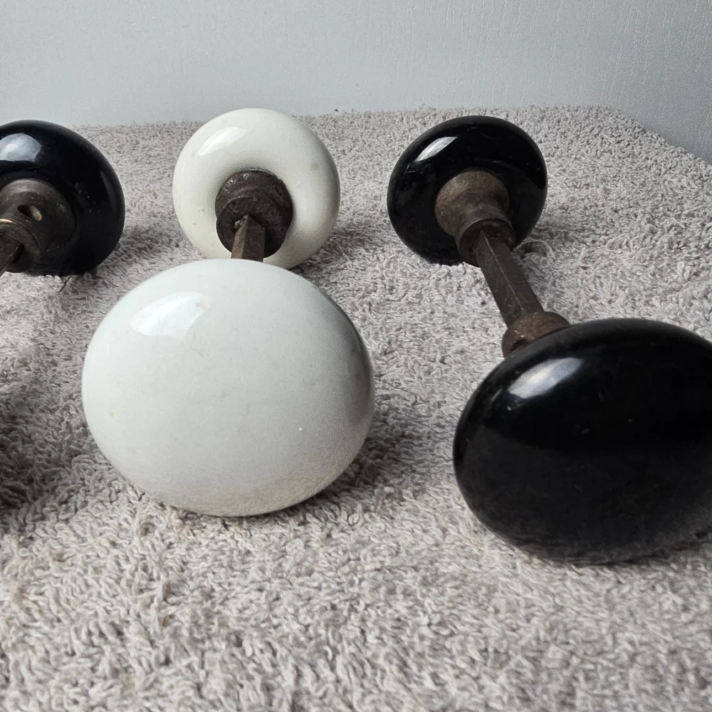 Vintage Black and White Door Knob Set